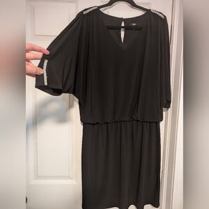 MSK Black Cold Shoulder Cocktail Dress Rhinestone Embellished